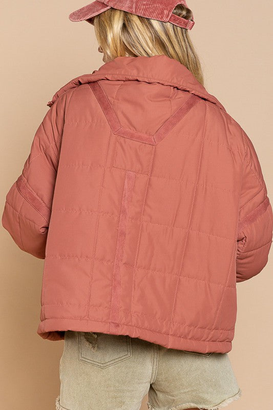 Quilted With Zipper Closure Jacket