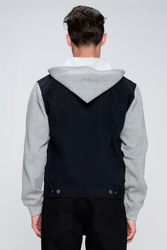 Men's Denim Jacket with Fleece Hoodies